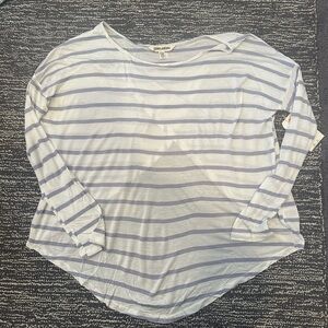 Billabong White and Gray Striped Long Sleeve Tee